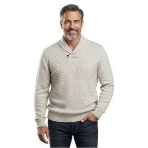 Chaps Cream Speckled Heather Shawl Collar Pull Over Sweater Sz XXL